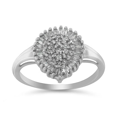 10K white gold diamond pavé cluster cocktail ring with pear-shaped dome halo by Bids.com on Tampa Home & Garden Store