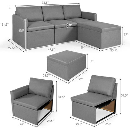 Convertible L-Shaped Sofa with Reversible Chaise