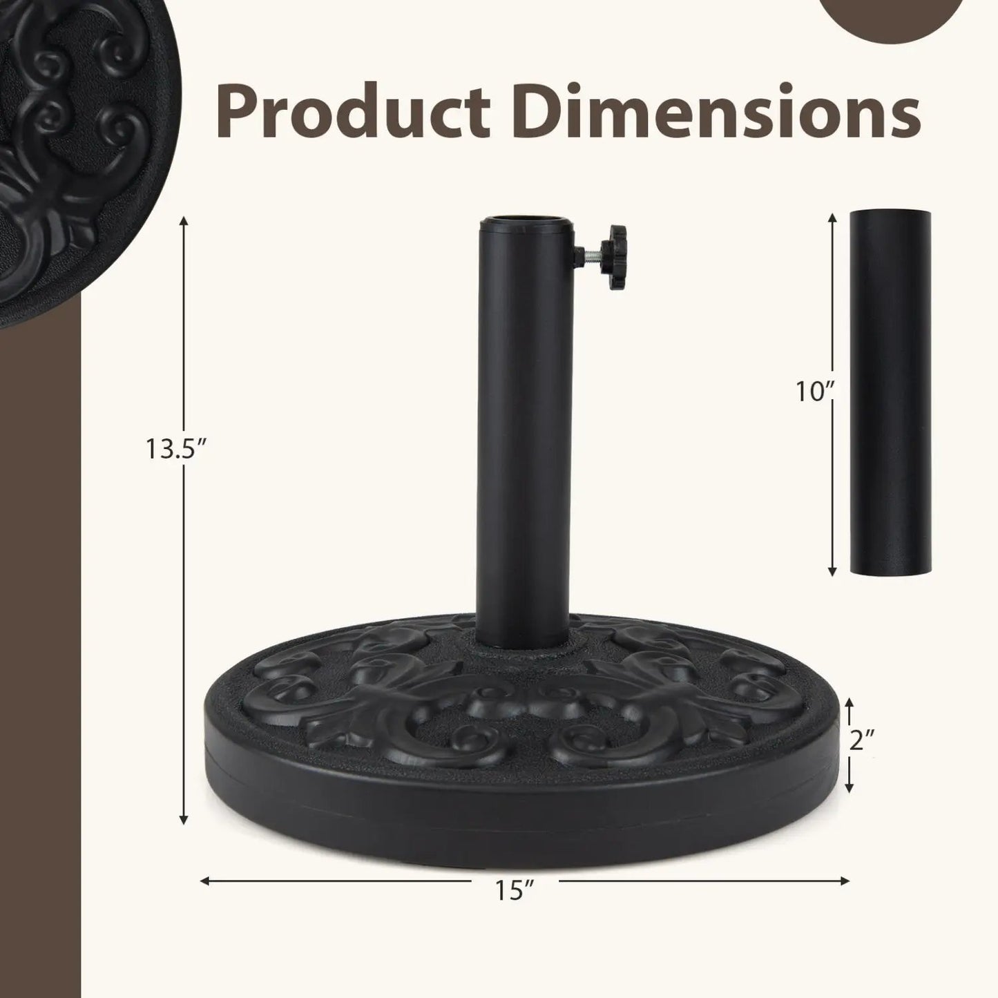 Heavy Duty 26 Lb Patio Umbrella Base Stability