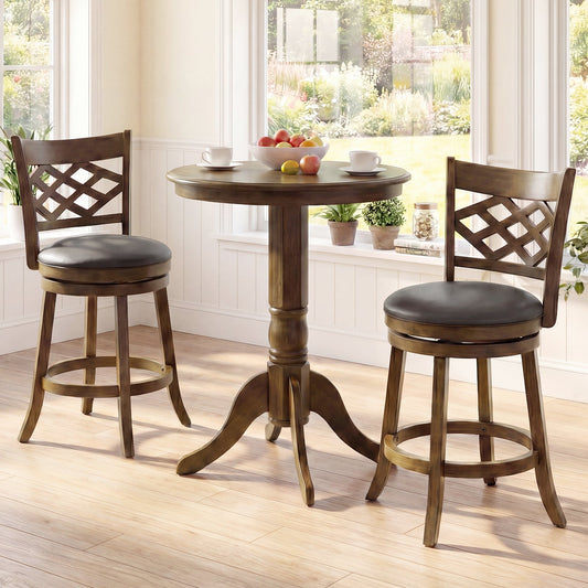26 Inch Counter Height Bar Stools Set of 2 with Rubber Wood Frame - Tampa Home & Garden Store
