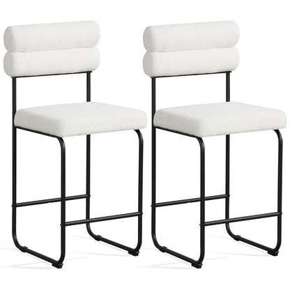 26 Inch Counter Height Bar Stools Set of 2 with Metal Frame and Footrest-Black