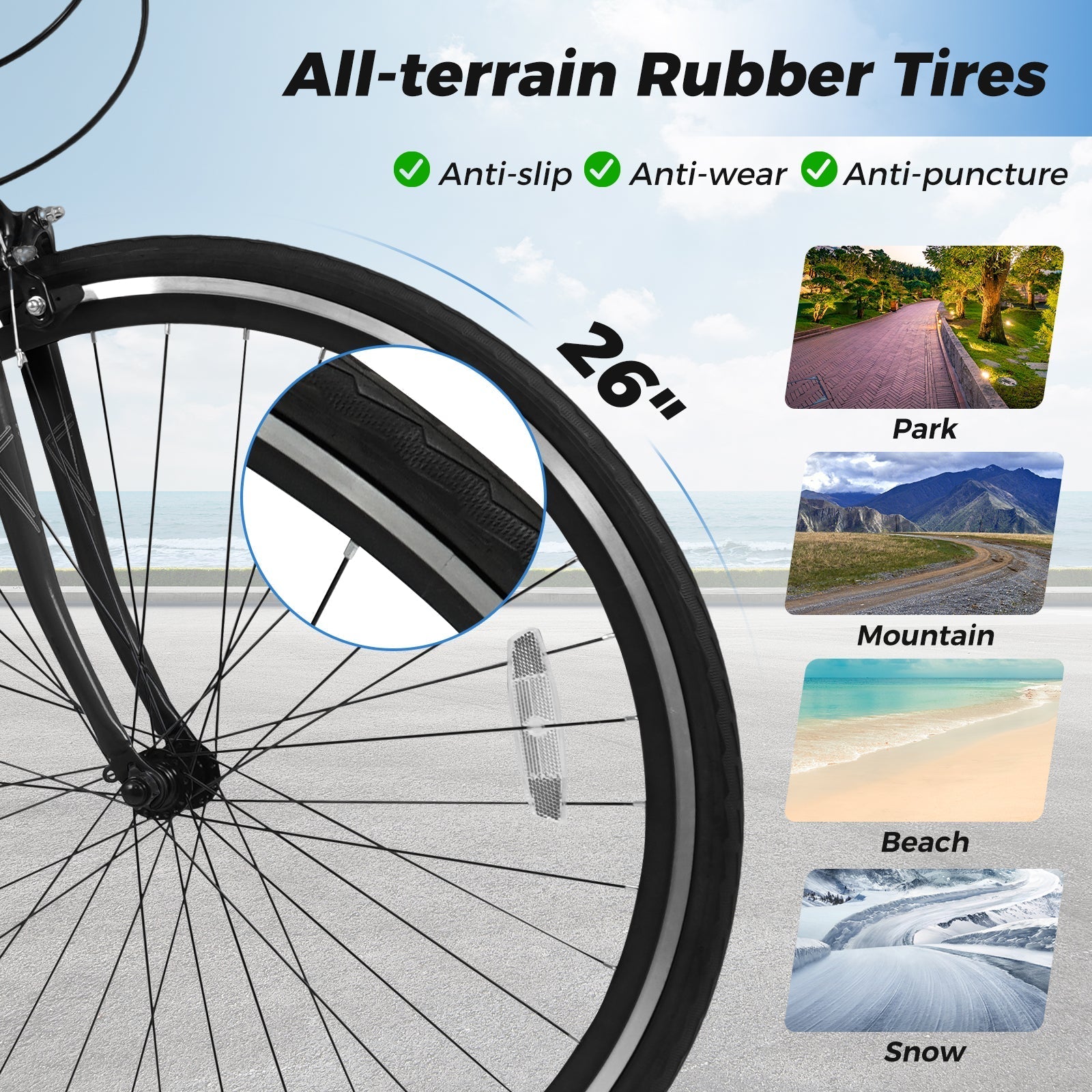 GemGear 26-inch mountain bike tire with all-terrain rubber tread, anti-slip anti-puncture on Tampa Home & Garden Store