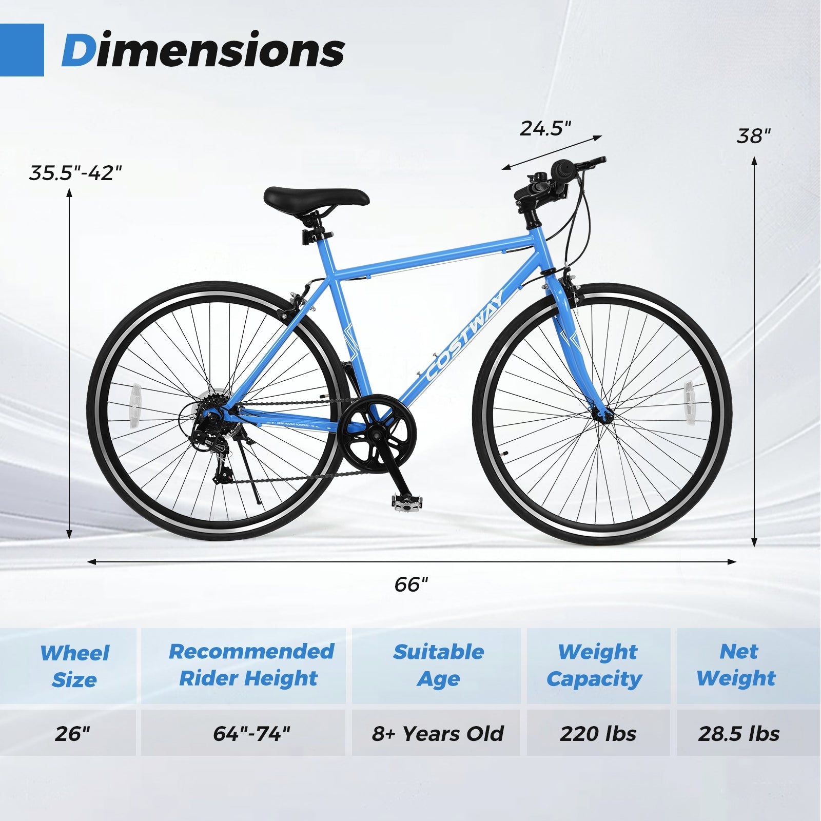 GemGear 26 Inch Mountain Bike adjustable with 6-Speed and all-terrain rubber wheels blue frame on Tampa Home & Garden Store