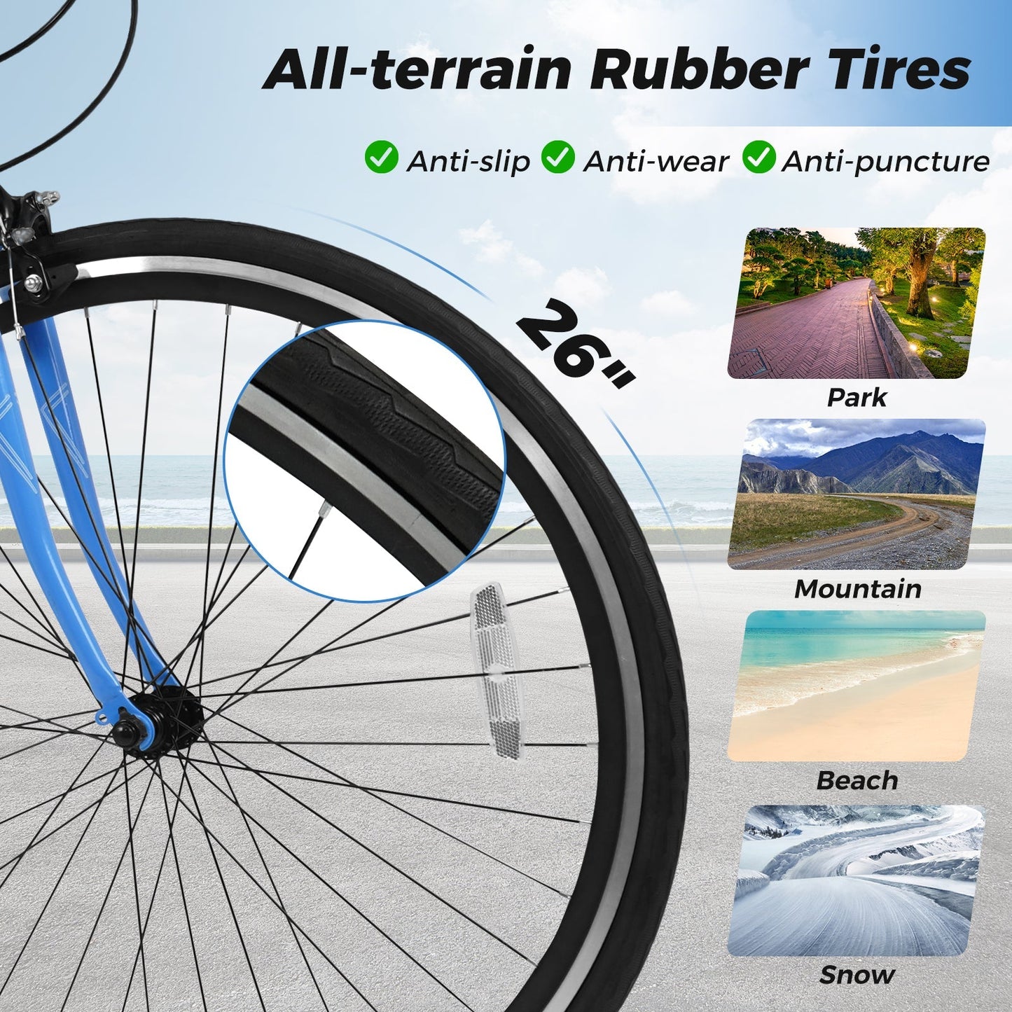 GemGear 26-Inch Mountain Bike with adjustable frame and 6-Speed all-terrain rubber tires on Tampa Home & Garden Store