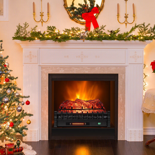 26 Inch WiFi Infrared Quartz Electric Fireplace Insert Logs Heater with Realistic Pinewood Logs-Black - Tampa Home & Garden Store