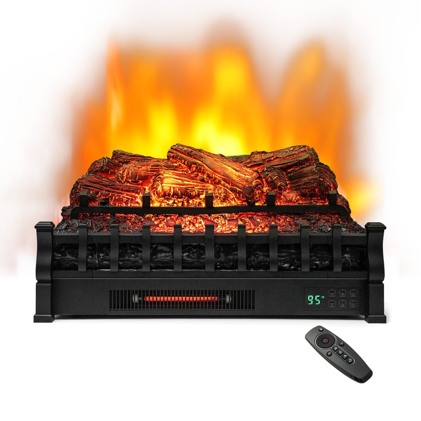 26-inch infrared quartz electric fireplace with pinewood ember bed, black surround, remote on Tampa Home & Garden Store