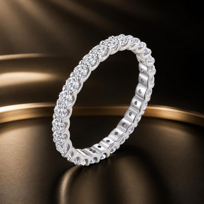 S925 Sterling Silver 2.0mm Moissanite Ring size 9 for women, eternity band by Bids.com on Tampa Home & Garden Store