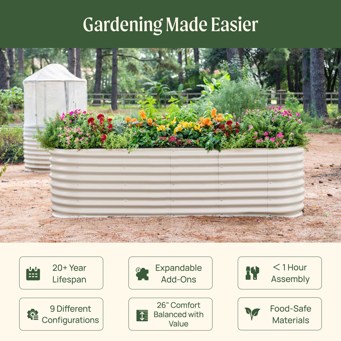 Kit de jardin surélevé modulaire en métal 9 en 1 de 26 po de hauteur