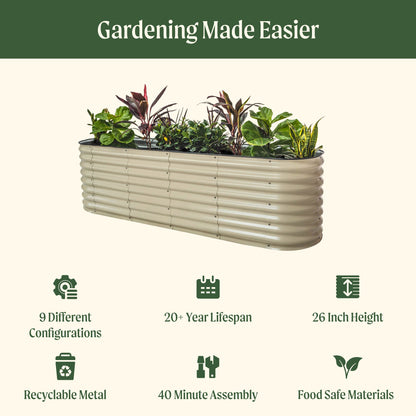 Kit de jardin surélevé modulaire en métal 9 en 1 de 26 po de hauteur