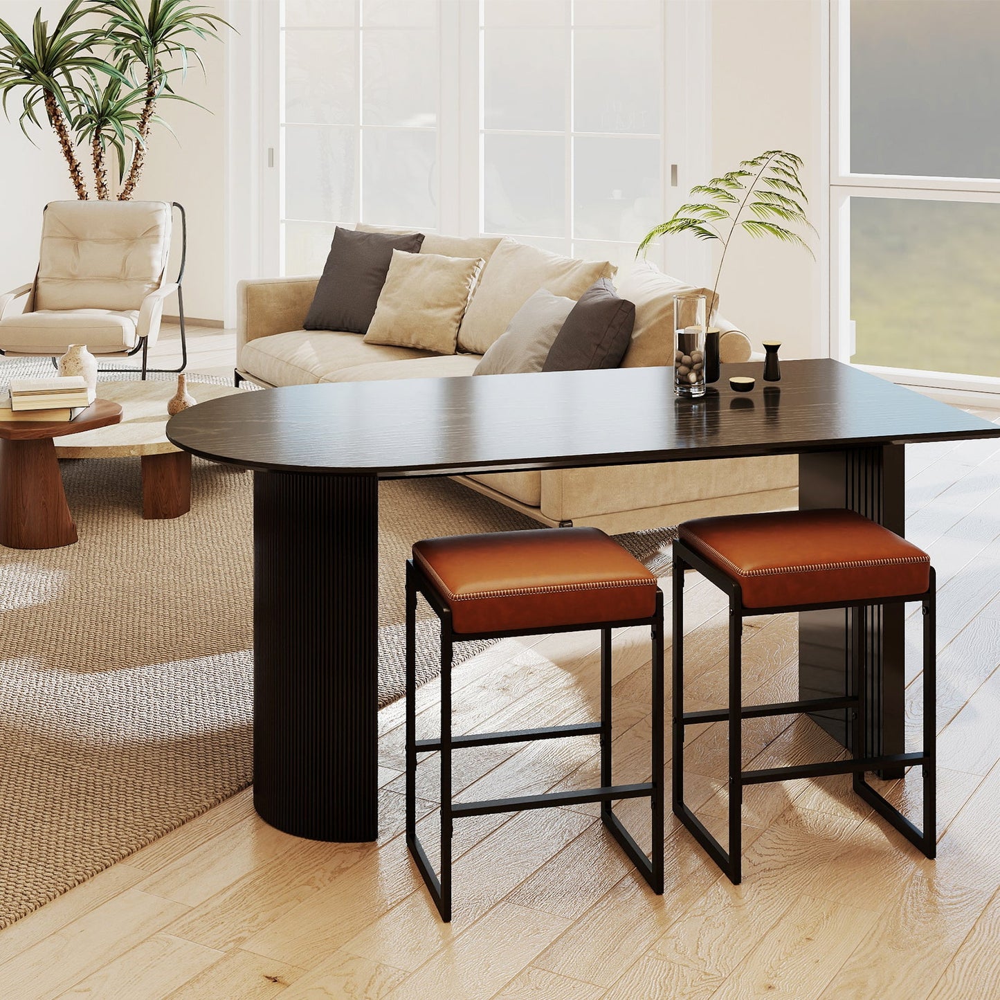 26 inch Bar Stools Set of 4 Counter Height Barstools with Faux Leather Upholstered Seat - Tampa Home & Garden Store