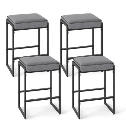26 inch Bar Stools Set of 4 Counter Height Barstools with Faux Leather Upholstered Seat - Tampa Home & Garden Store