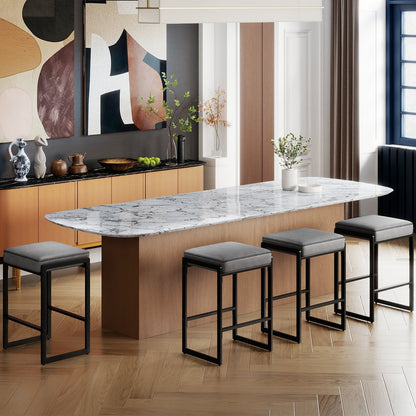 26 inch Bar Stools Set of 4 Counter Height Barstools with Faux Leather Upholstered Seat - Tampa Home & Garden Store