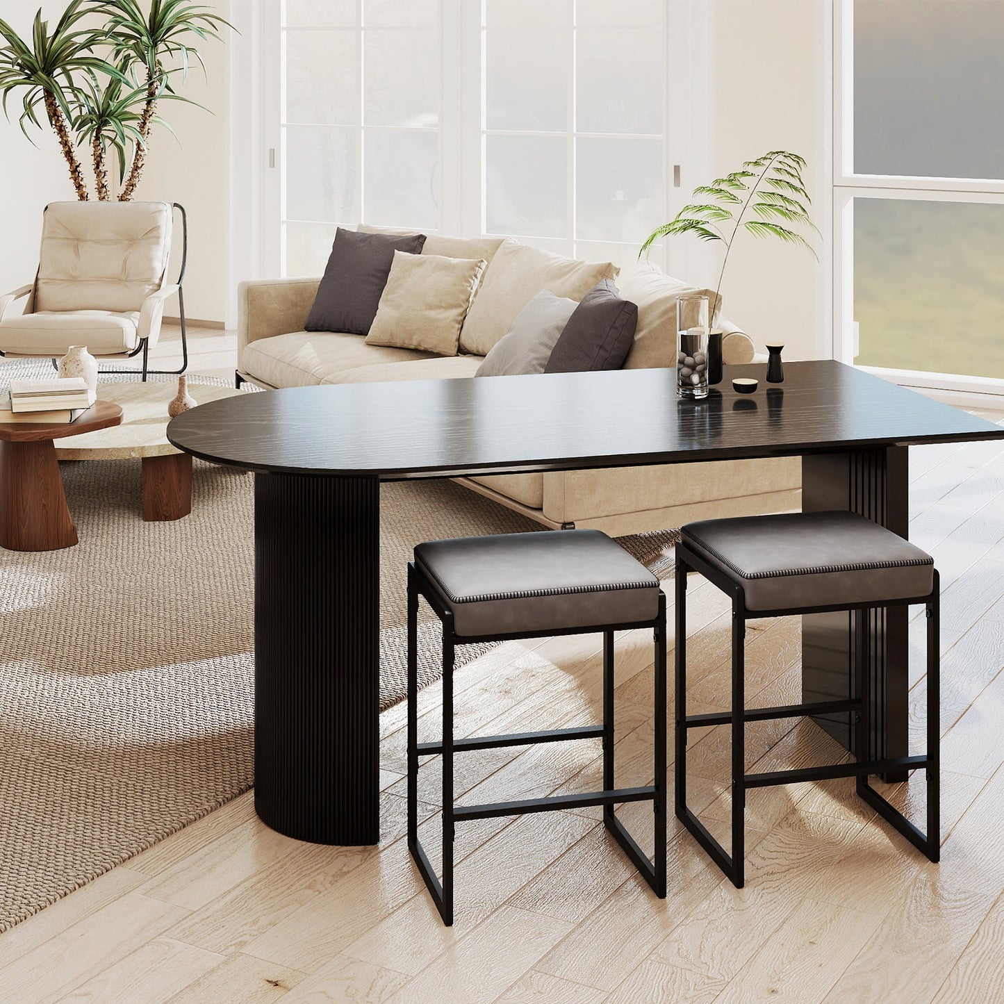 26 inch Bar Stools Set of 4 Counter Height Barstools with Faux Leather Upholstered Seat - Tampa Home & Garden Store