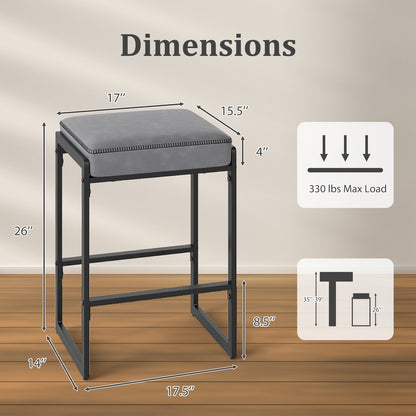 26 inch Bar Stools Set of 4 Counter Height Barstools with Faux Leather Upholstered Seat - Tampa Home & Garden Store