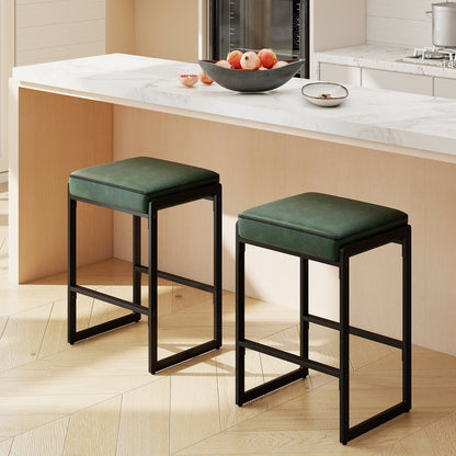 26 inch Bar Stools Set of 4 Counter Height Barstools with Faux Leather Upholstered Seat - Tampa Home & Garden Store