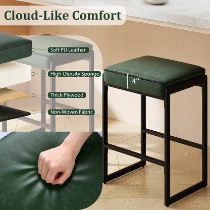 26 inch Bar Stools Set of 4 Counter Height Barstools with Faux Leather Upholstered Seat - Tampa Home & Garden Store