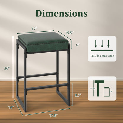 26 inch Bar Stools Set of 4 Counter Height Barstools with Faux Leather Upholstered Seat - Tampa Home & Garden Store