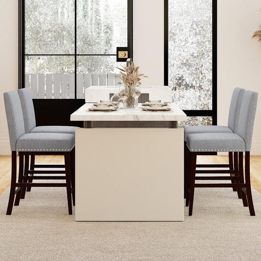 26 inch Counter Height Chairs Set of 2 with Padded Seat and Backrest-Gray - Tampa Home & Garden Store