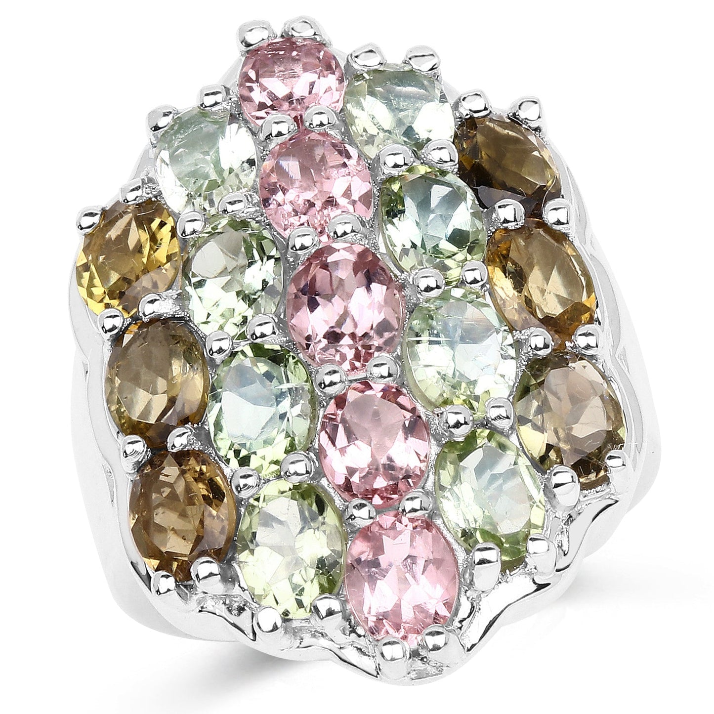 Sterling silver ring with brown, pink, and green tourmalines by Bids.com on Tampa Home & Garden Store