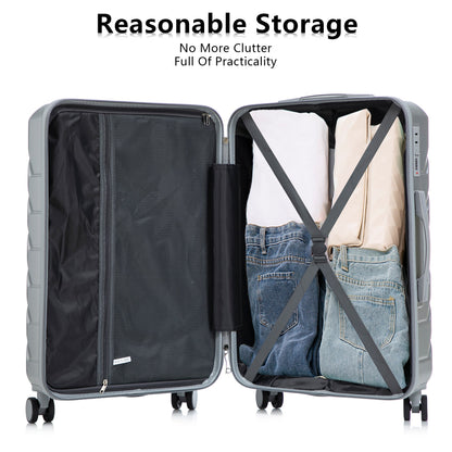 3-Piece ABS spinner luggage set gray with cross straps and interior mesh organizer on Tampa Home & Garden Store