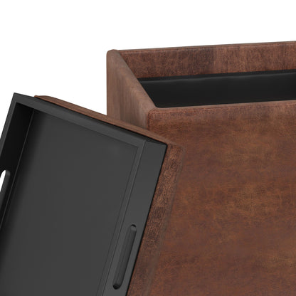 Rockwood Upholstered Cube Ottoman with Tray