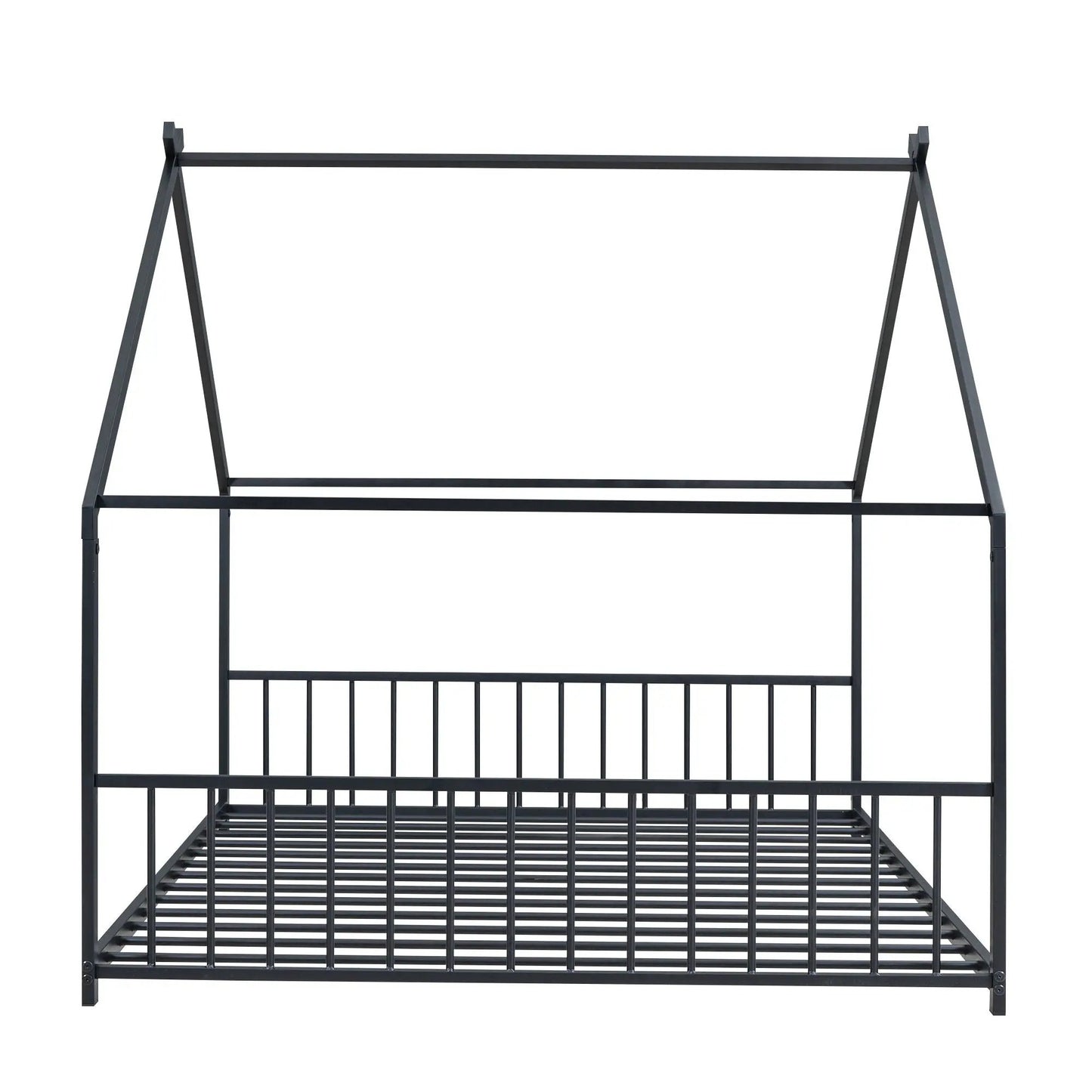 Metal House Bed canopy frame by Unique Piece Furniture in dark gray steel with slatted base on Tampa Home & Garden Store