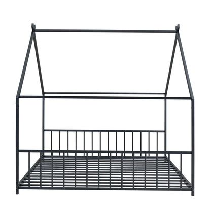 Metal House Bed canopy frame by Unique Piece Furniture in dark gray steel with slatted base on Tampa Home & Garden Store