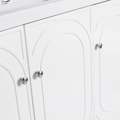 Freestanding bathroom vanity with soft close, white finish, chrome knobs, HouseOfZazla on Tampa Home & Garden Store