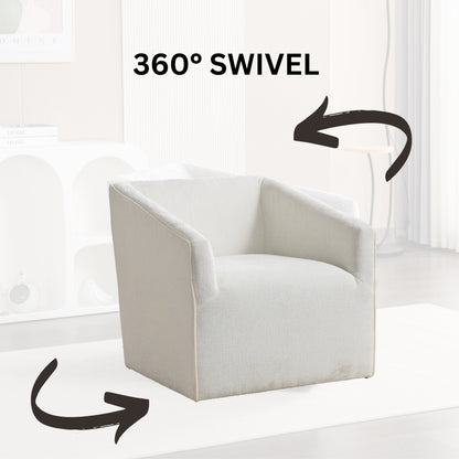 Nice Modern Upholstered Barrel Armchair light gray fabric, 360° swivel HouseOfZazla Sofas on Tampa Home & Garden Store