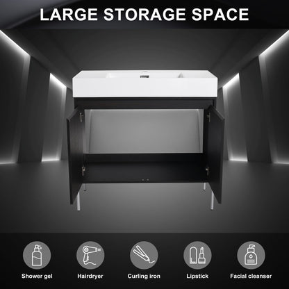 HouseOfZazla freestanding bathroom vanity with resin sink and storage cabinet in white top on Tampa Home & Garden Store