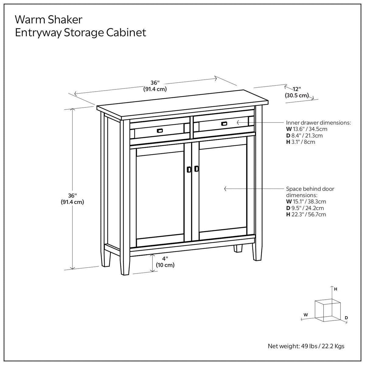 Warm Shaker entryway storage cabinet Brown with adjustable shelves HouseOfZazla accent cabinet on Tampa Home & Garden Store