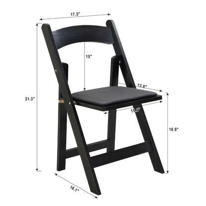 Solid Wood Upholstered Folding Chairs Dining Set