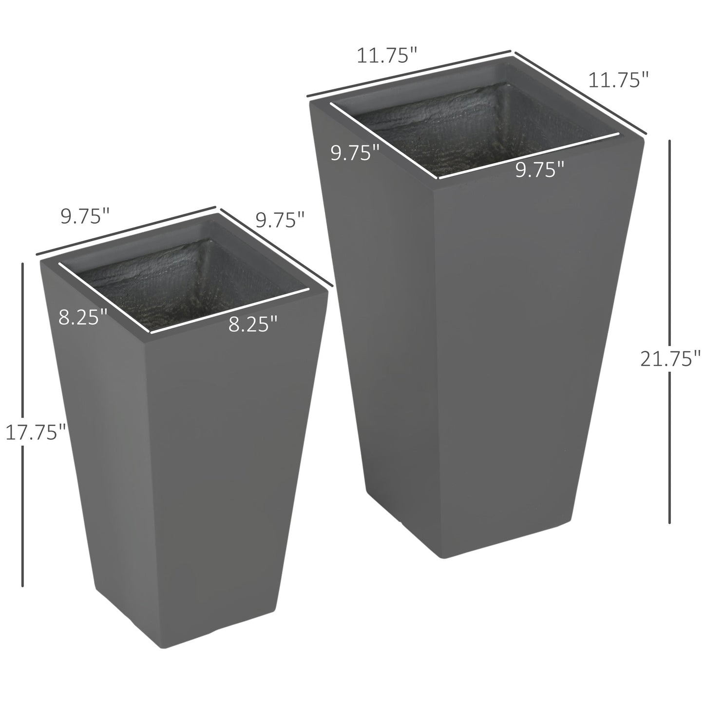 Durable stackable planter set, 2-pack outdoor planters in dark gray by HouseOfZazla on Tampa Home & Garden Store