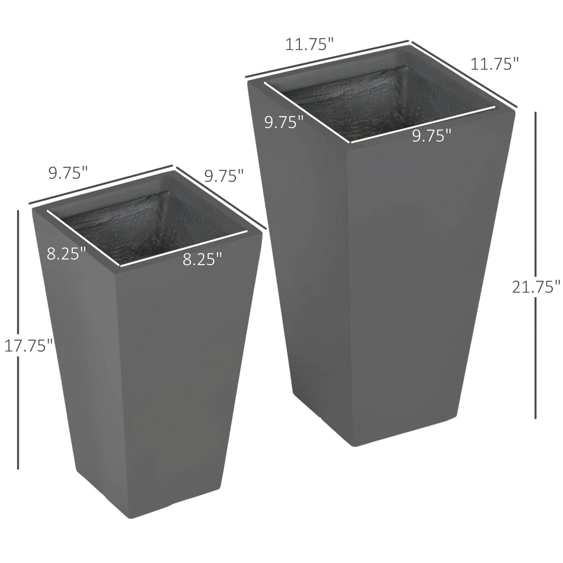 Durable stackable planter set, 2-pack outdoor planters in dark gray by HouseOfZazla on Tampa Home & Garden Store