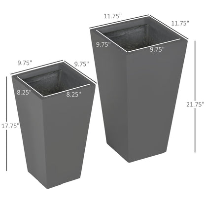 Durable stackable planter set, 2-pack outdoor planters in dark gray by HouseOfZazla on Tampa Home & Garden Store