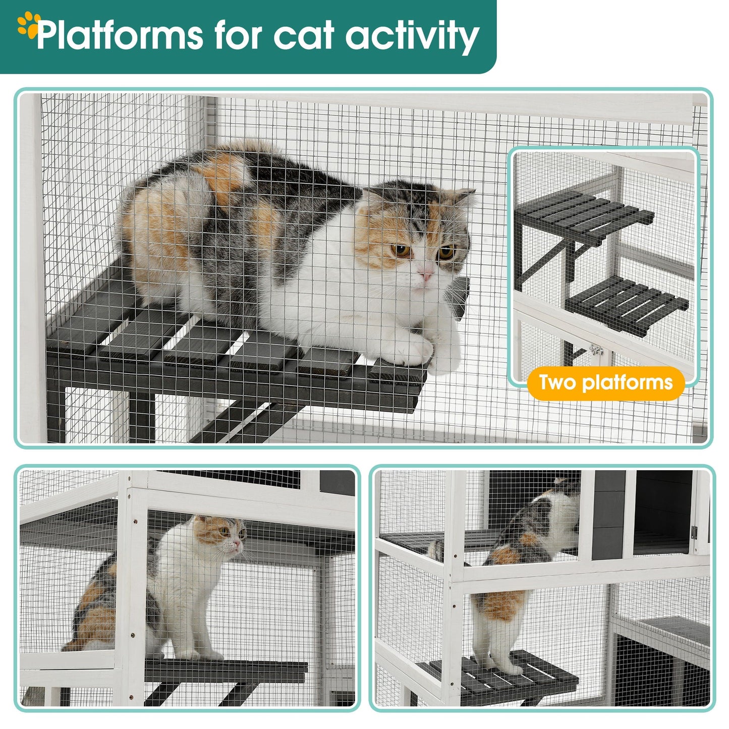 3 Tier Wooden Cat House for Indoor or Outdoor Use