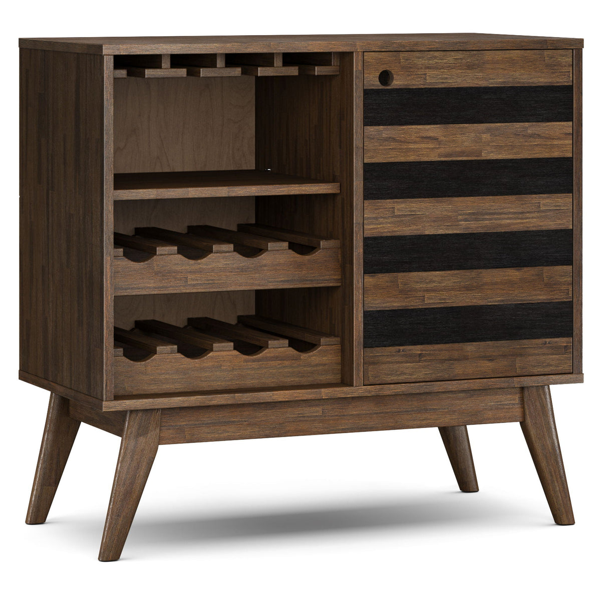 Solid acacia wood wine cabinet brown with adjustable storage by HouseOfZazla on Tampa Home & Garden Store