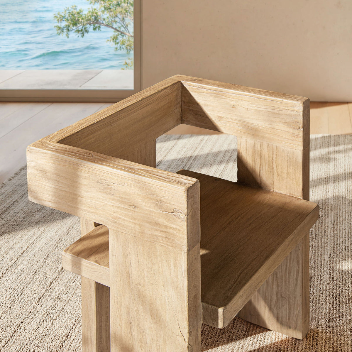 Sculptural Block Accent Chair reclaimed elm brown by HouseOfZazla, armchair on Tampa Home & Garden Store