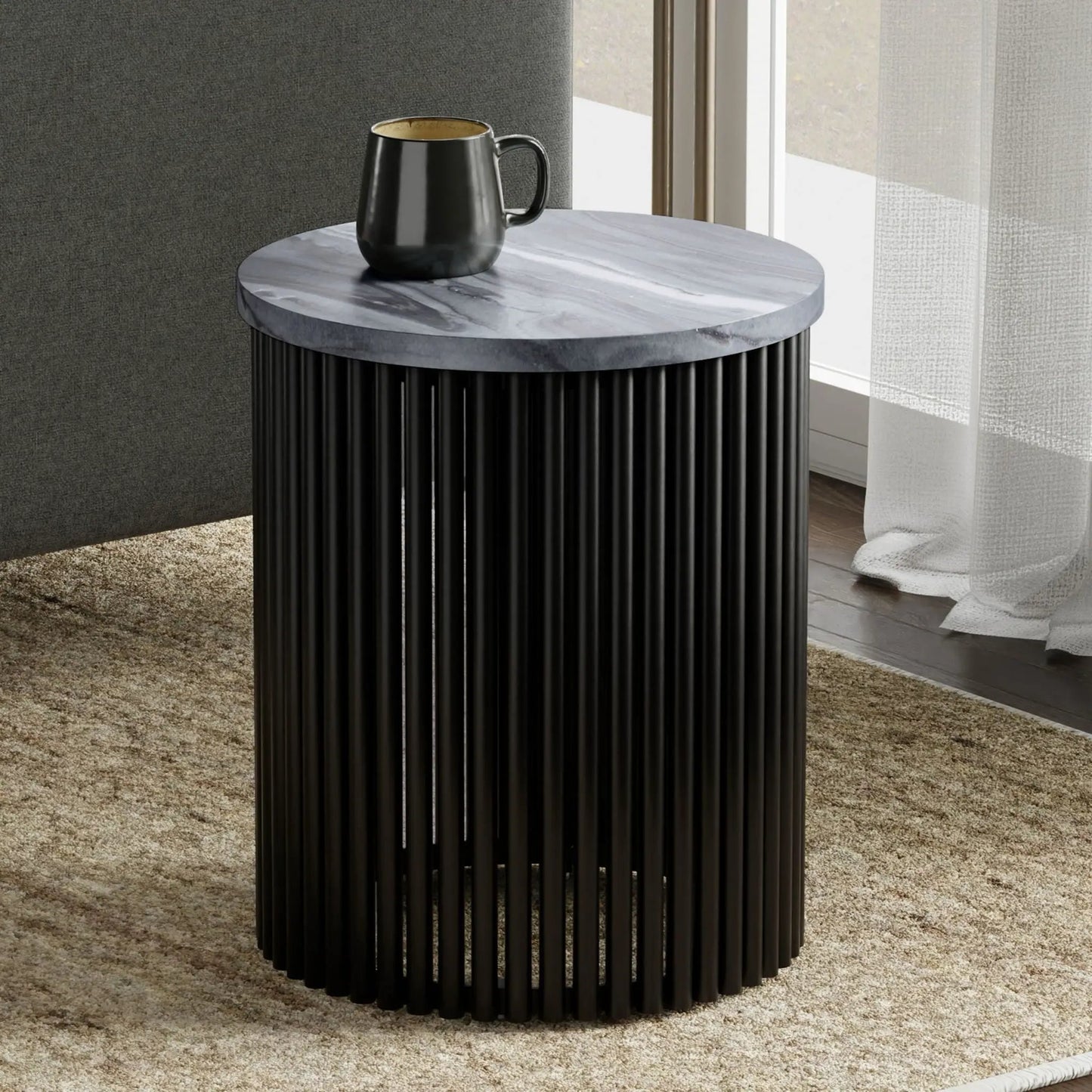 Demy Marble Accent Table with Sturdy Metal Base