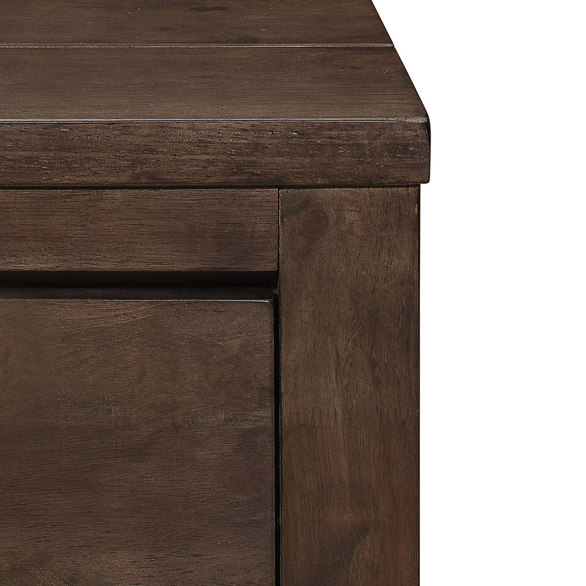 9 Drawer Dresser with brown wood finish and farmhouse design, close-up of wood grain on Tampa Home & Garden Store