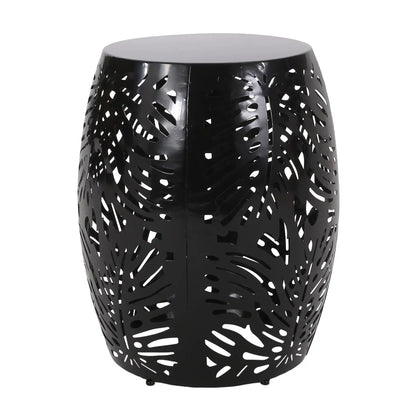 Modern design metal end table with palm leaf cutouts in black finish by HouseOfZazla on Tampa Home & Garden Store