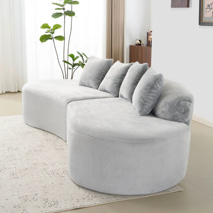 Modern Curved Sofa with Pillows for Living Room