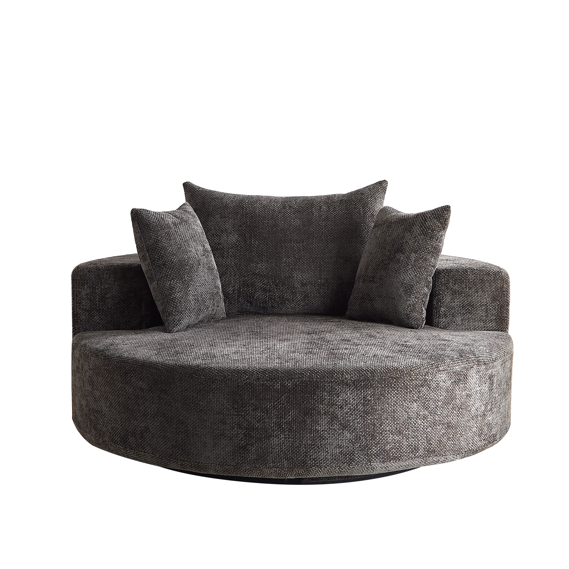 55'' Chenille Foam Single Swivel Chair in dark brown textured fabric by HouseOfZazla on Tampa Home & Garden Store