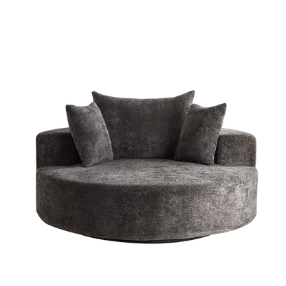 55'' Chenille Foam Single Swivel Chair in dark brown textured fabric by HouseOfZazla on Tampa Home & Garden Store