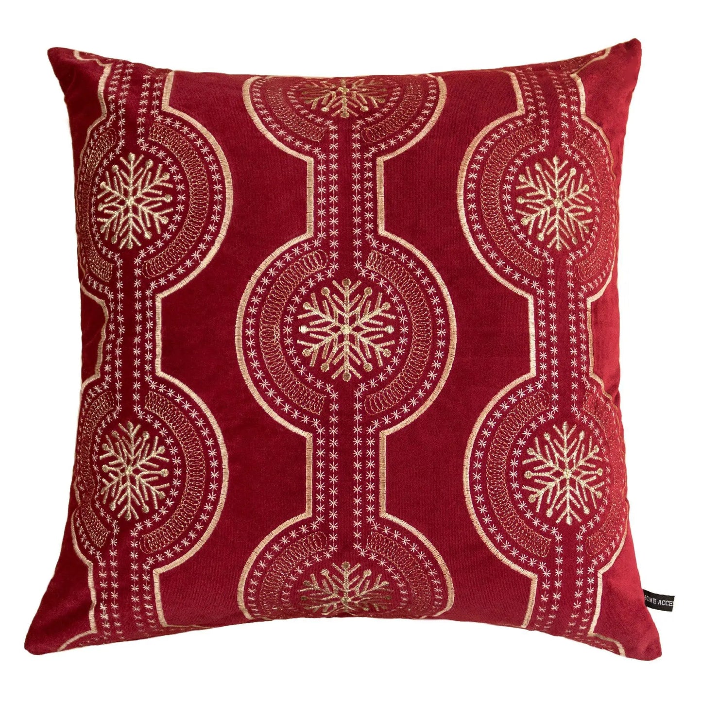 Holiday Throw Pillow Snowflake Embroidery