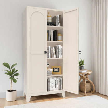 HouseOfZazla Shapely Doors Cabinet cream metal with adjustable shelves Wardrobes Triple on Tampa Home & Garden Store