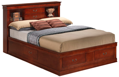 Traditional style bookcase storage bed in dark cherry wood with shelves and drawers on Tampa Home & Garden Store