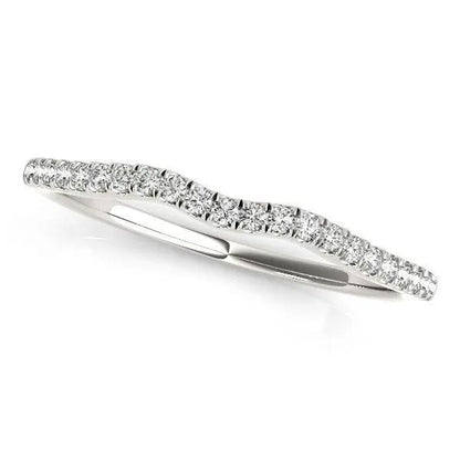 14k white gold wave theme diamond wedding band with pave diamonds, 1/8 cttw, Bids.com on Tampa Home & Garden Store
