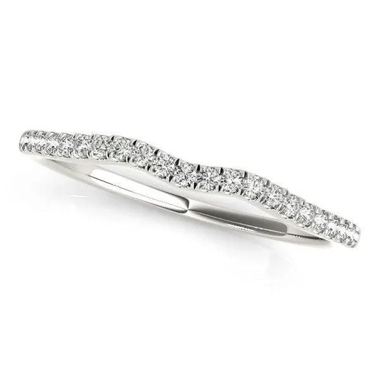 14k white gold wave theme diamond wedding band with pave diamonds, 1/8 cttw, Bids.com on Tampa Home & Garden Store