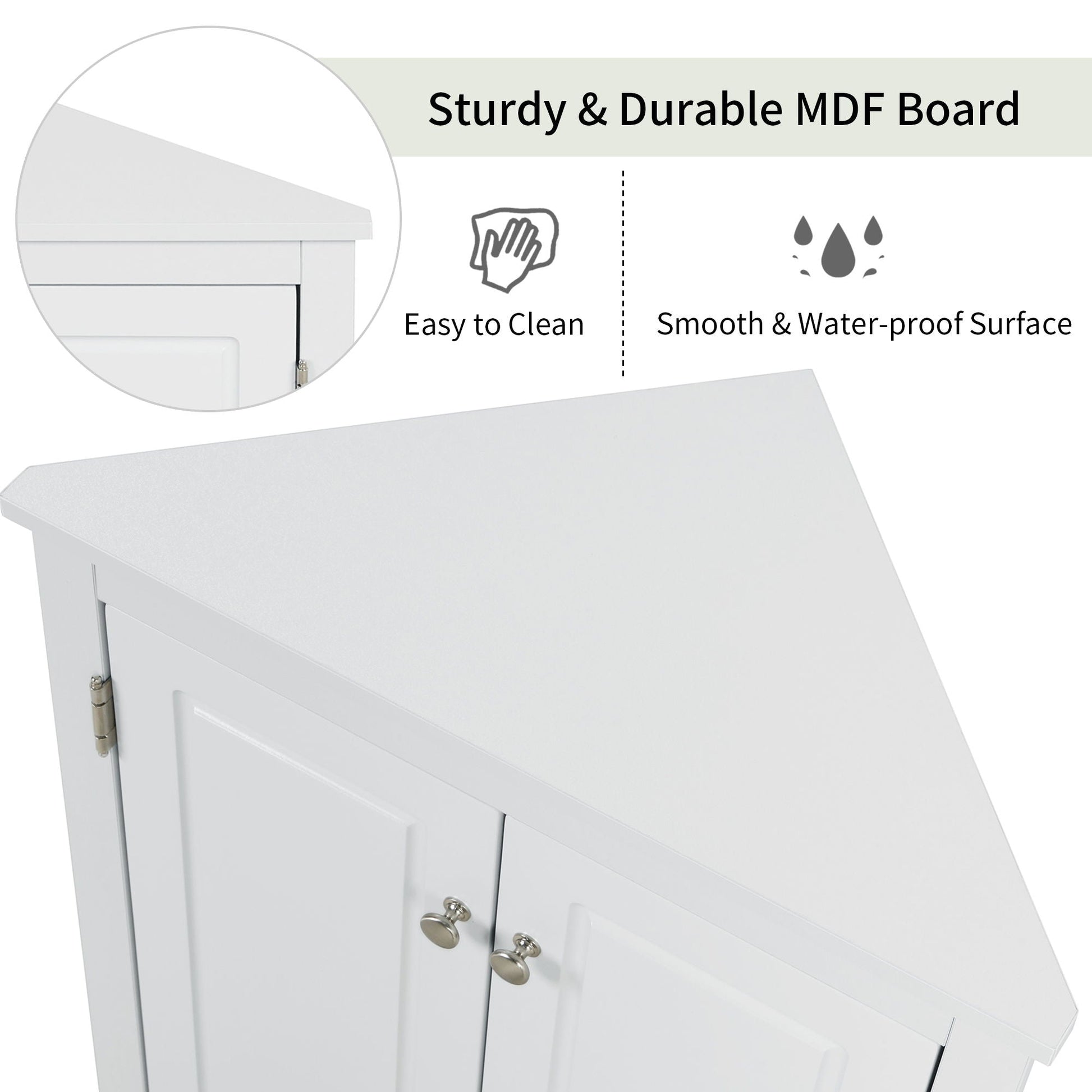 Triangle bathroom storage cabinet white MDF with adjustable shelves linen cabinet HouseOfZazla on Tampa Home & Garden Store